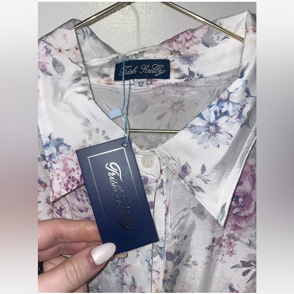 Trish Scully Floral Front Tie Button Up Dress Size 12 Nwt! — image 4 of 4